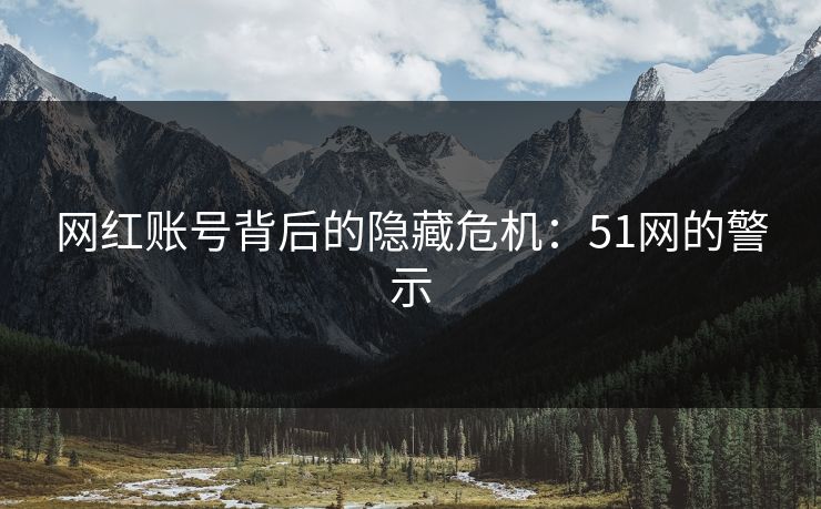 网红账号背后的隐藏危机:51网的警示 网红账号背后的隐藏危机:51网的警示