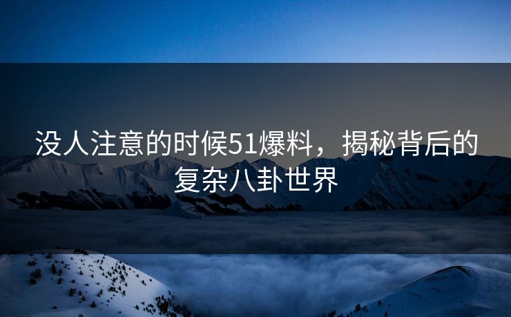 没人注意的时候51爆料，揭秘背后的复杂八卦世界