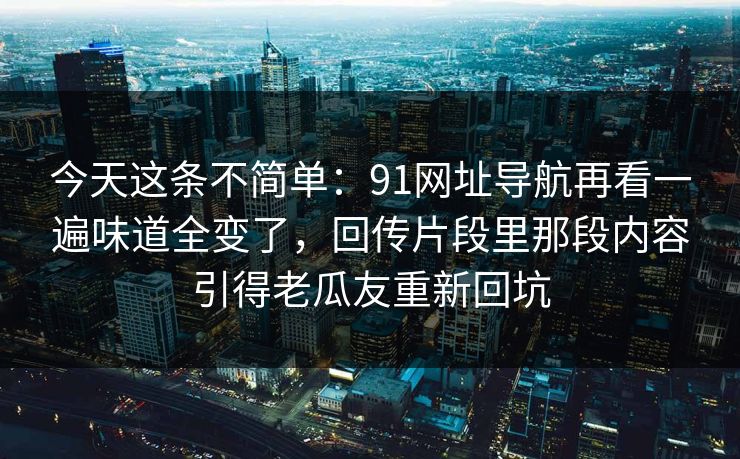 今天这条不简单：91网址导航再看一遍味道全变了，回传片段里那段内容引得老瓜友重新回坑