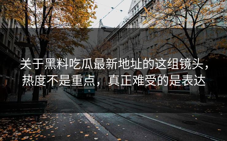 关于黑料吃瓜最新地址的这组镜头，热度不是重点，真正难受的是表达