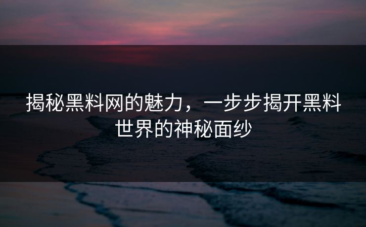揭秘黑料网的魅力，一步步揭开黑料世界的神秘面纱