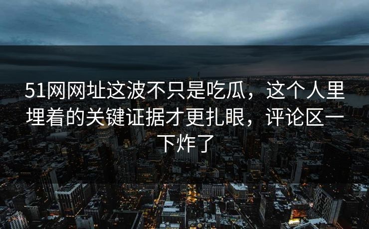 51网网址这波不只是吃瓜，这个人里埋着的关键证据才更扎眼，评论区一下炸了